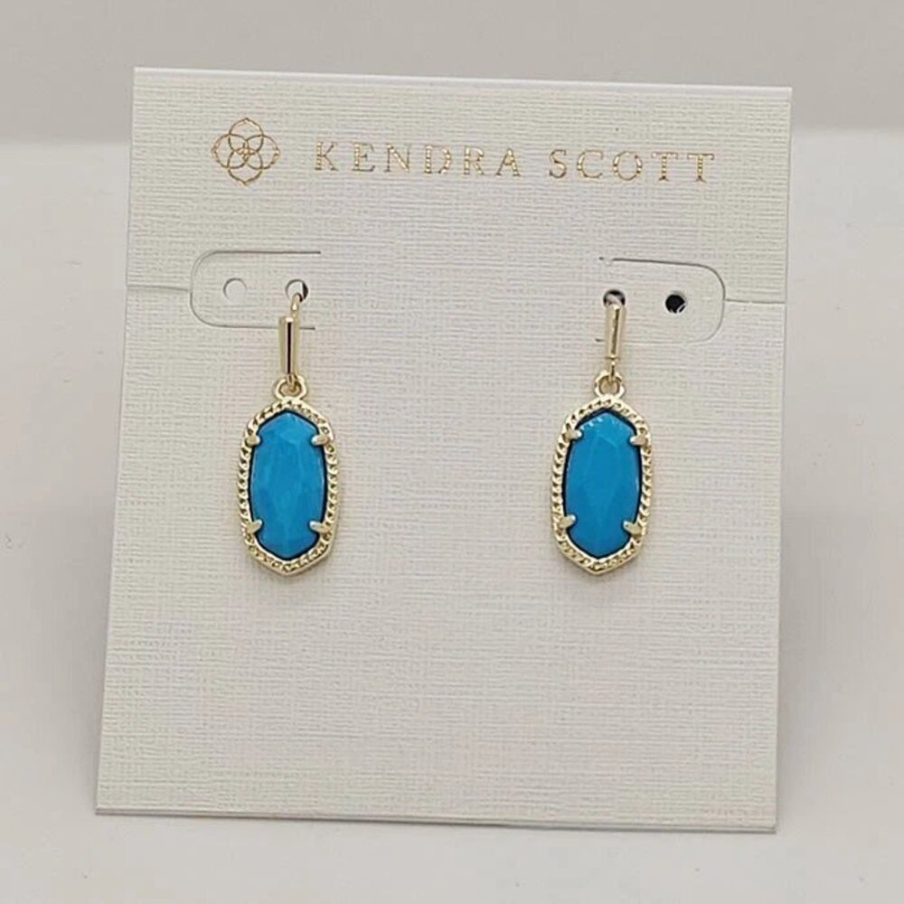 Kendra Scott Lee Gold Drop Earrings In Turquoise